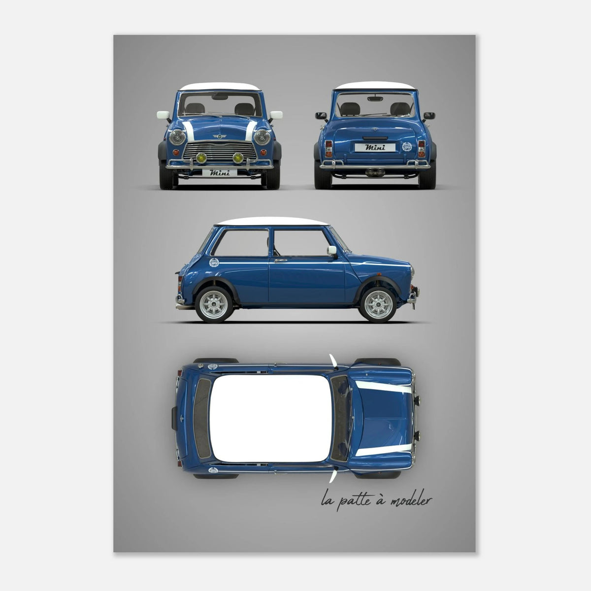 British Classic Icon Aluminum Print - Vintage Compact Car Art