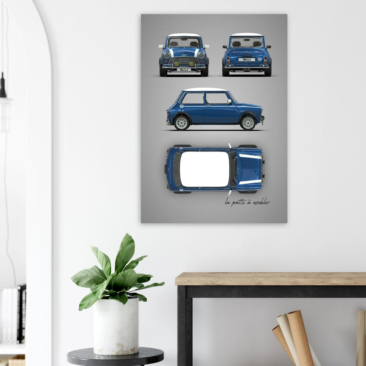 British Classic Icon Aluminum Print - Vintage Compact Car Art