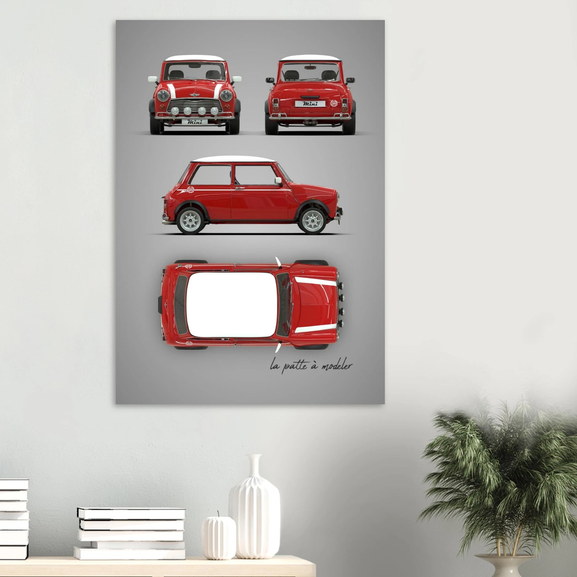 British Compact Car Aluminum Print - Classic Design Icon Art