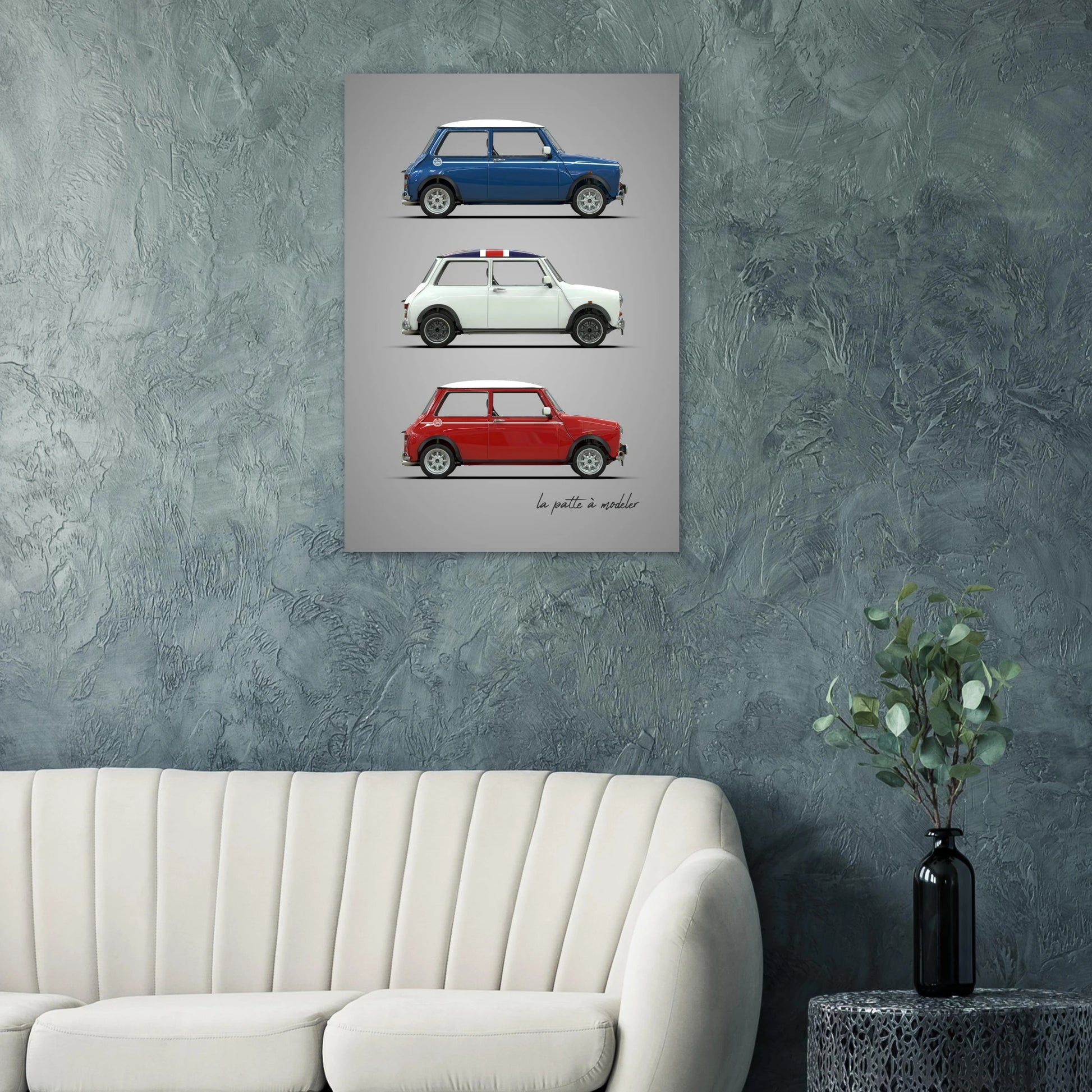 British Classic Icon Aluminum Print - Vintage Compact Car Art