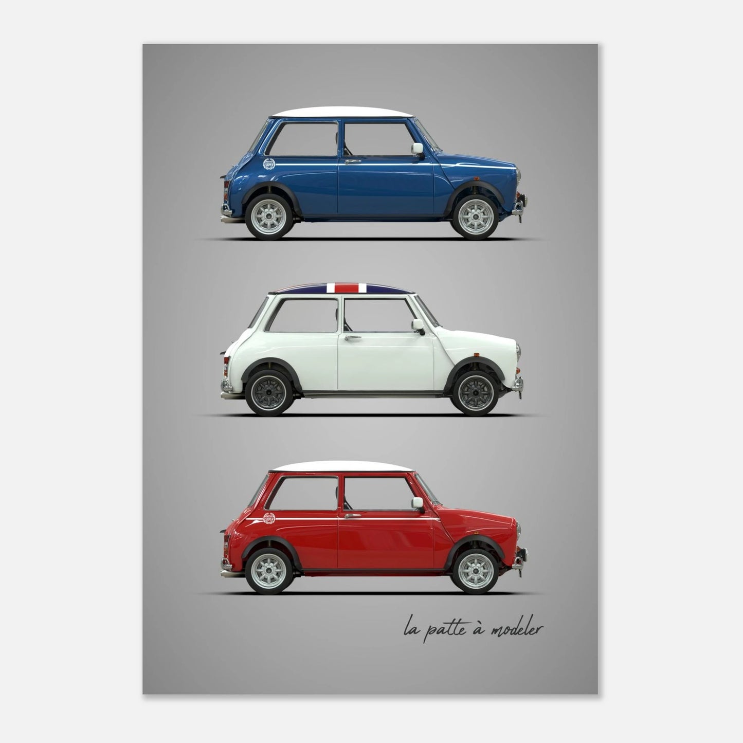 British Classic Icon Aluminum Print - Vintage Compact Car Art