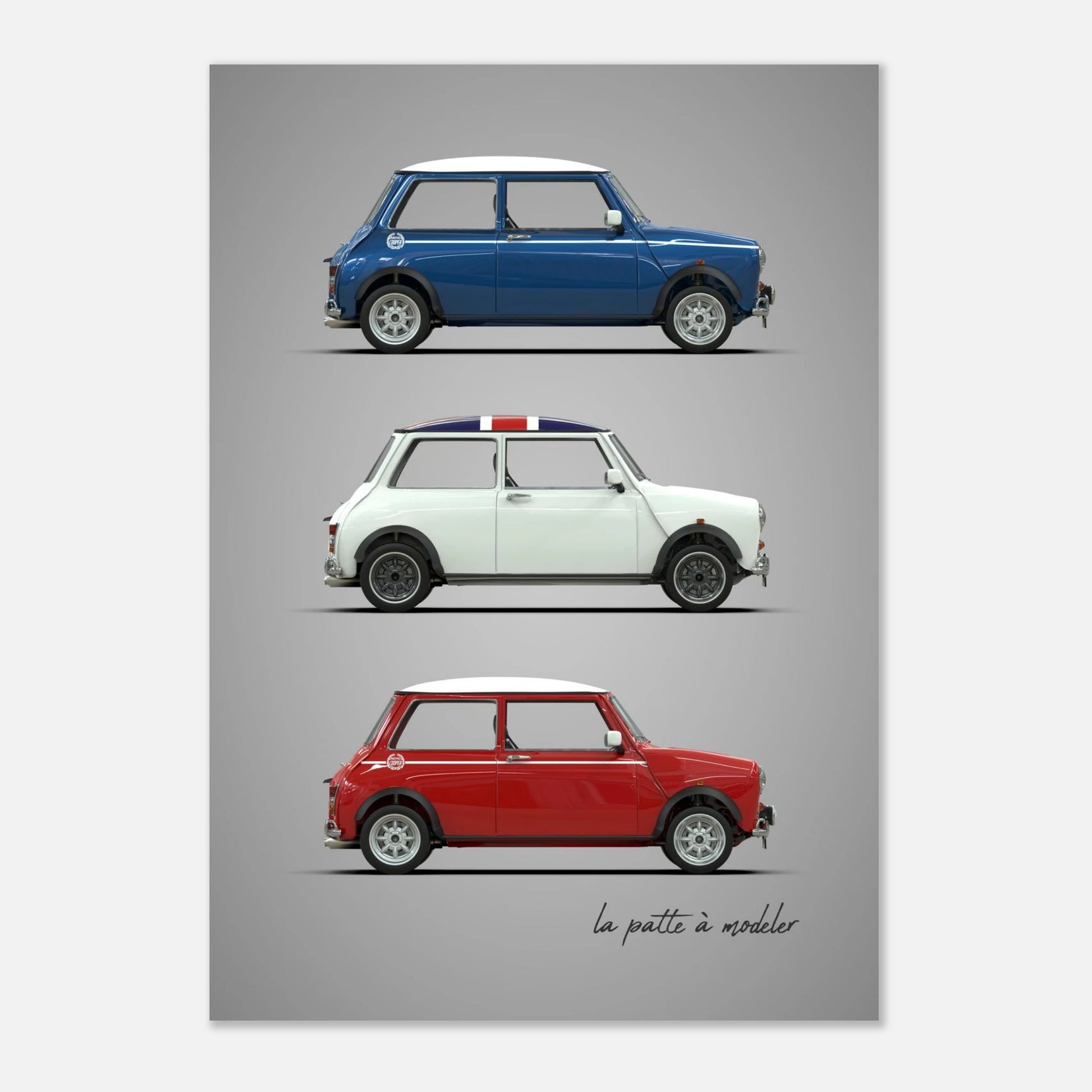 British Classic Icon Aluminum Print - Vintage Compact Car Art