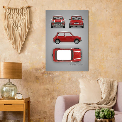 British Compact Car Aluminum Print - Classic Design Icon Art