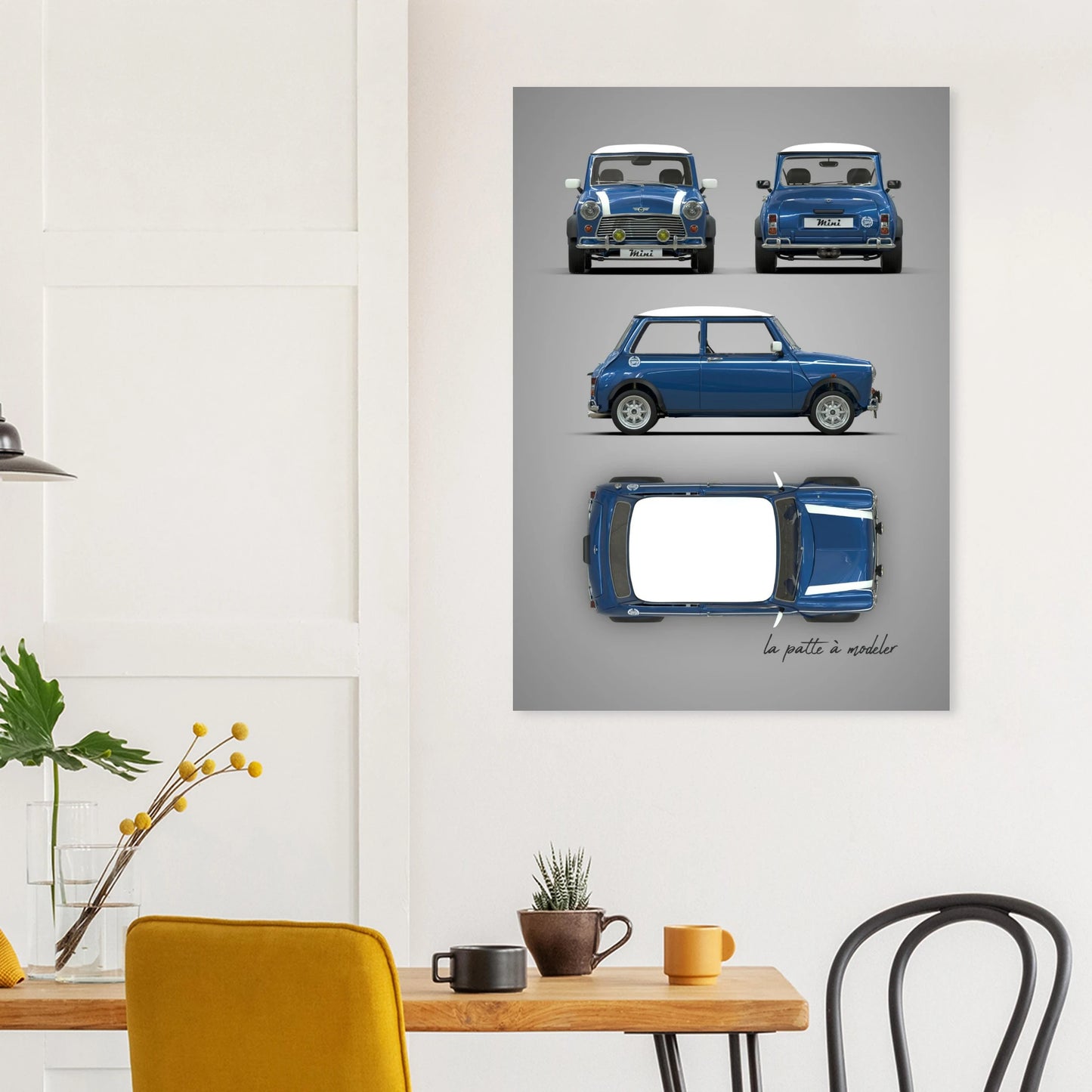 British Classic Icon Aluminum Print - Vintage Compact Car Art