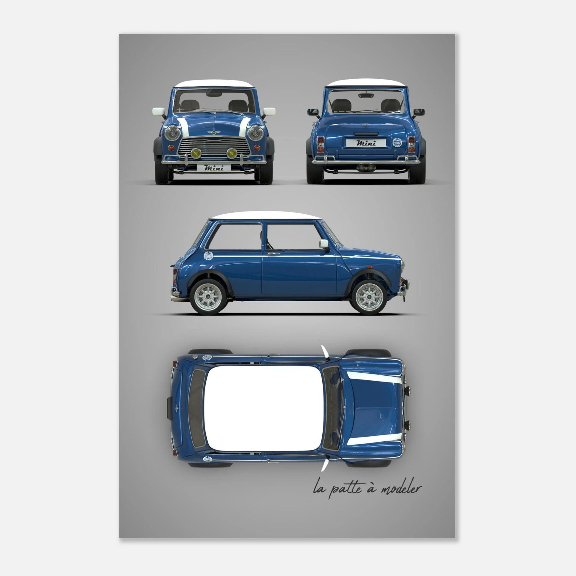 British Classic Icon Aluminum Print - Vintage Compact Car Art