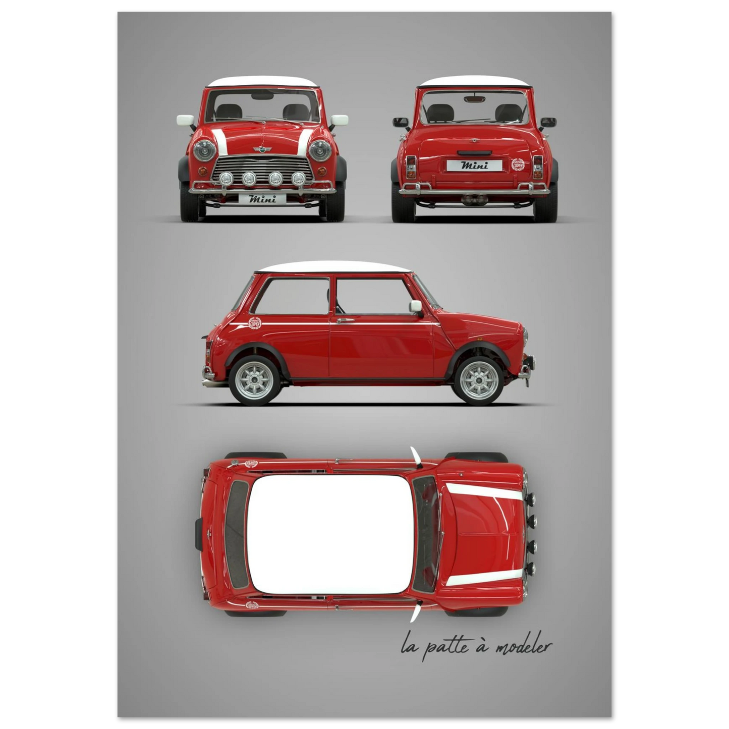 British Compact Car Aluminum Print - Classic Design Icon Art