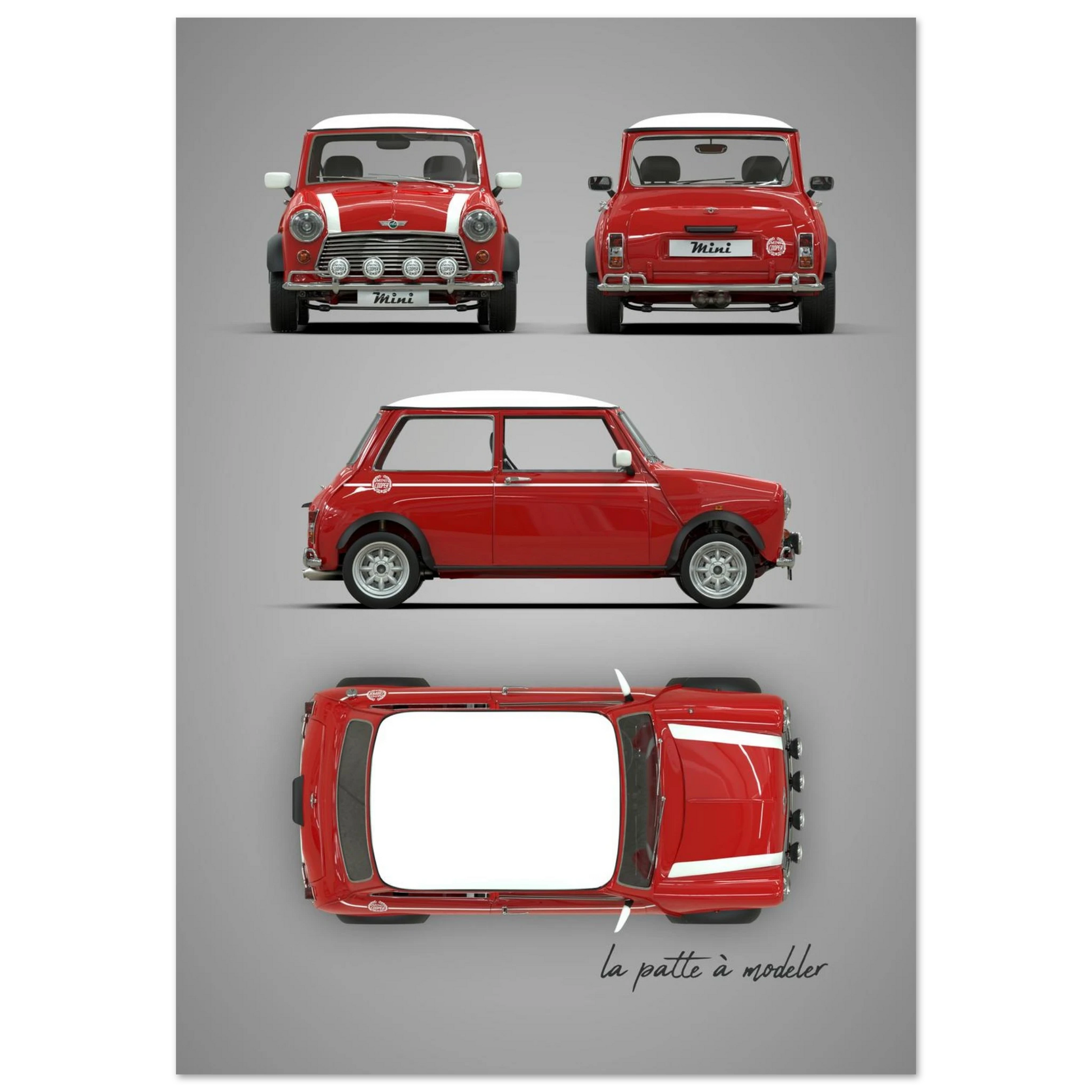 British Compact Car Aluminum Print - Classic Design Icon Art