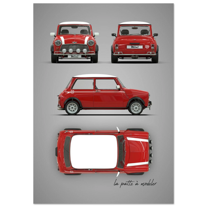 British Compact Car Aluminum Print - Classic Design Icon Art