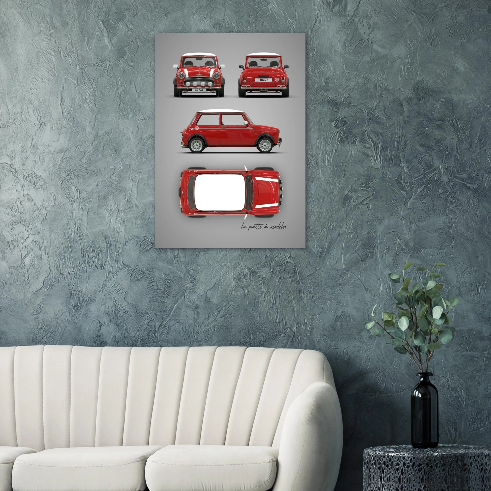 British Compact Car Aluminum Print - Classic Design Icon Art