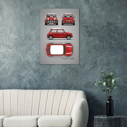 British Compact Car Aluminum Print - Classic Design Icon Art