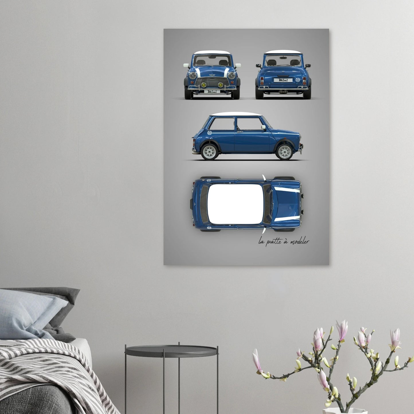 British Classic Icon Aluminum Print - Vintage Compact Car Art