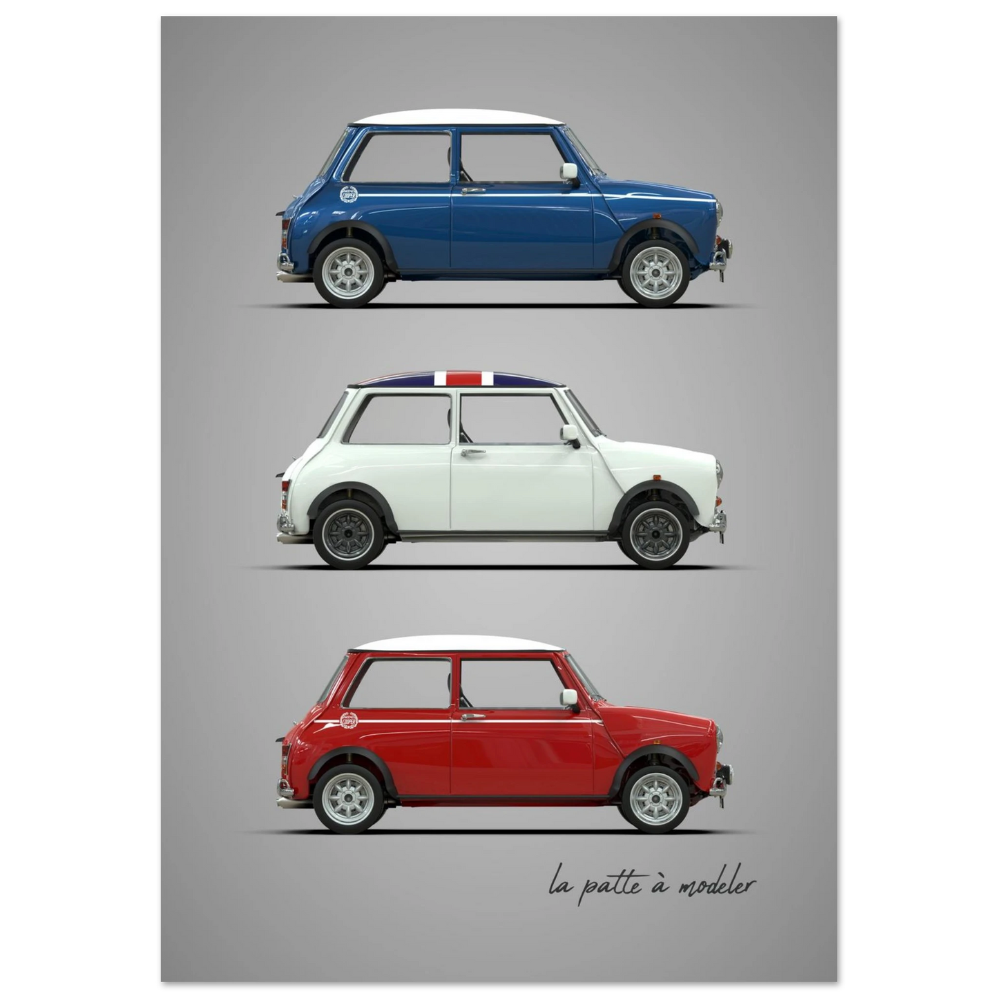British Classic Icon Aluminum Print - Vintage Compact Car Art