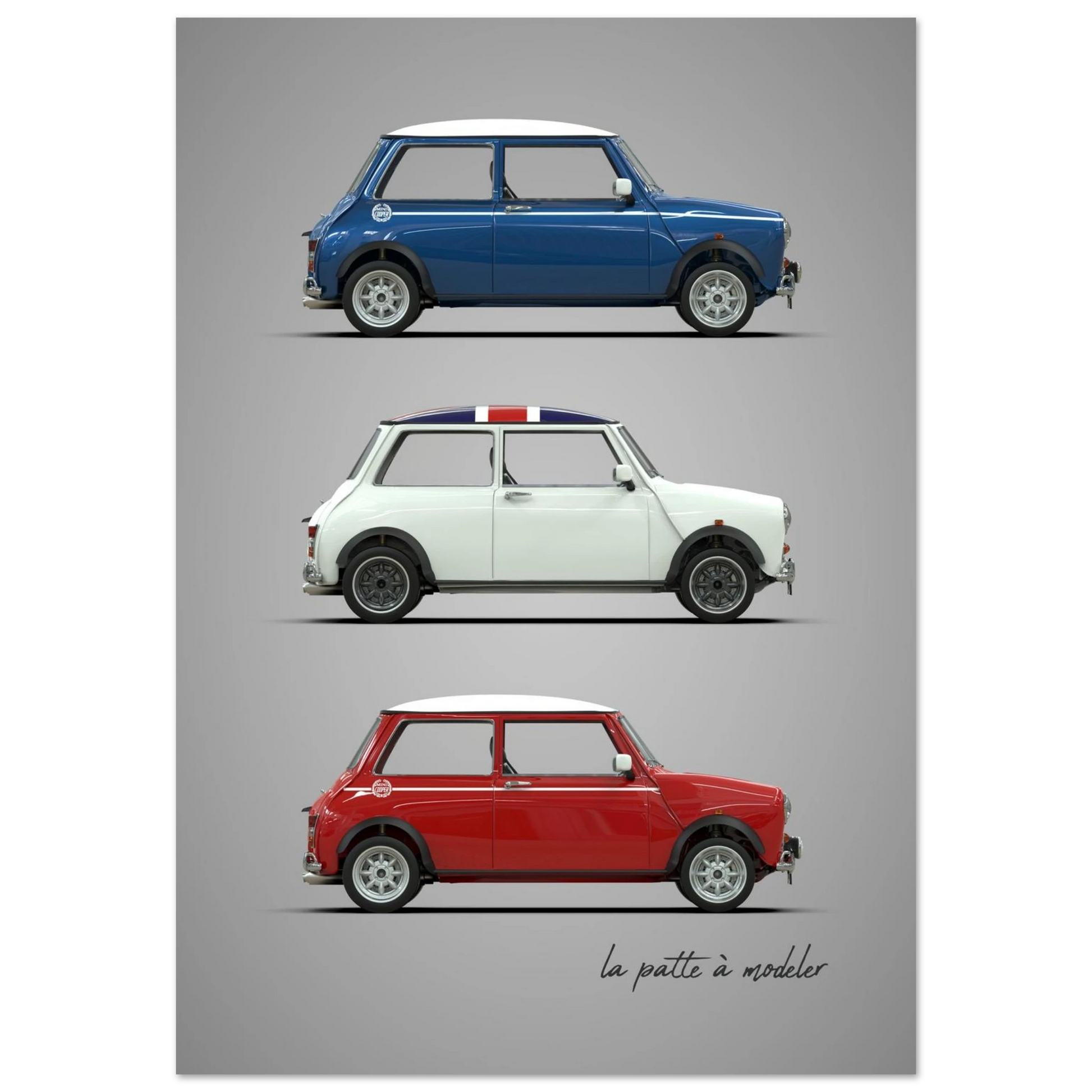British Classic Icon Aluminum Print - Vintage Compact Car Art
