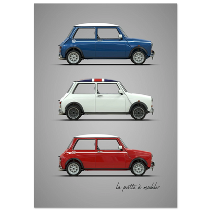 British Classic Icon Aluminum Print - Vintage Compact Car Art