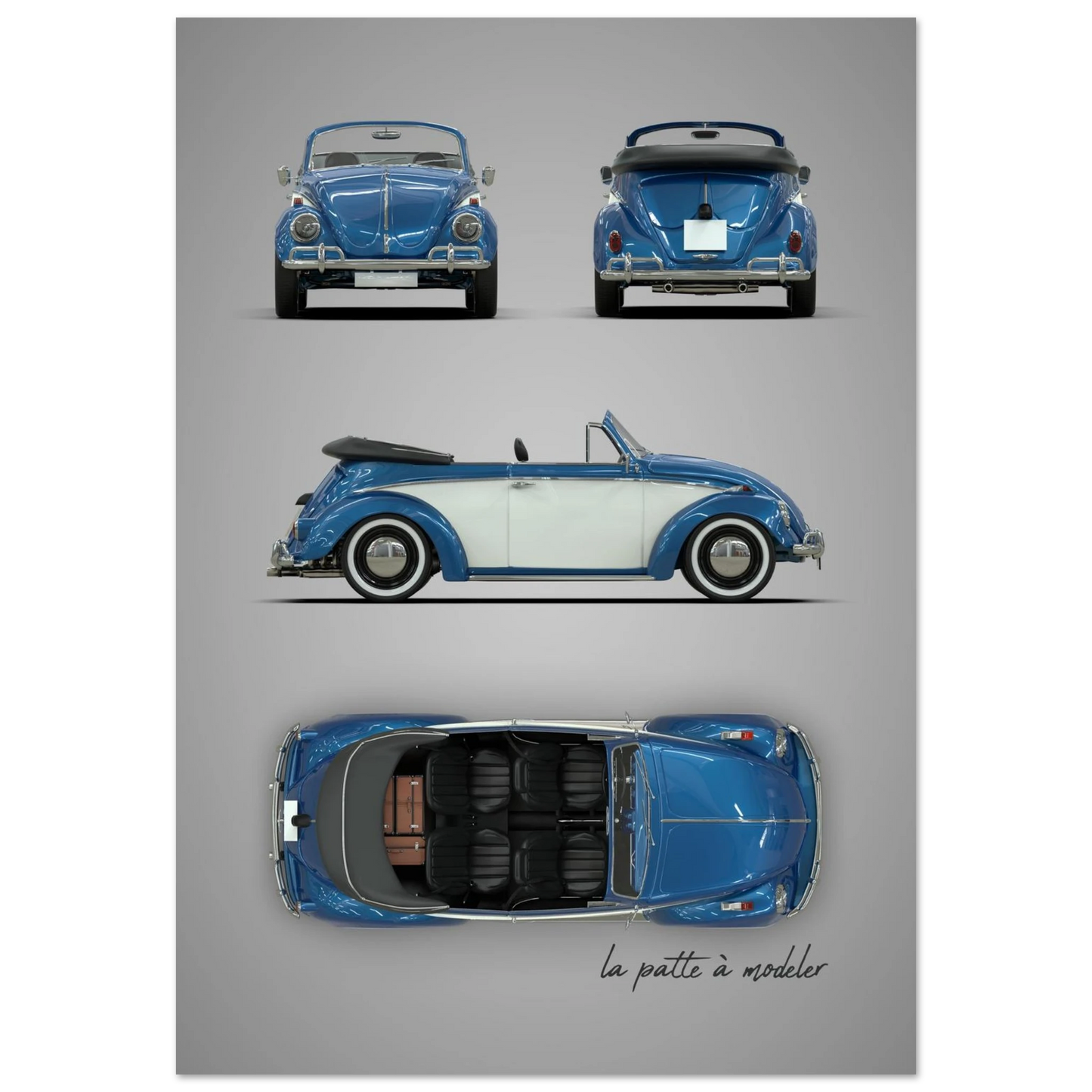 German Classic Car Aluminum Print - Custom Automotive Art