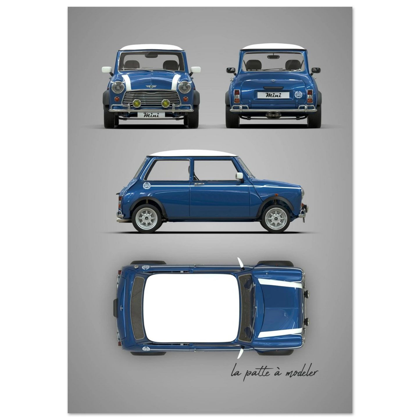 British Classic Icon Aluminum Print - Vintage Compact Car Art