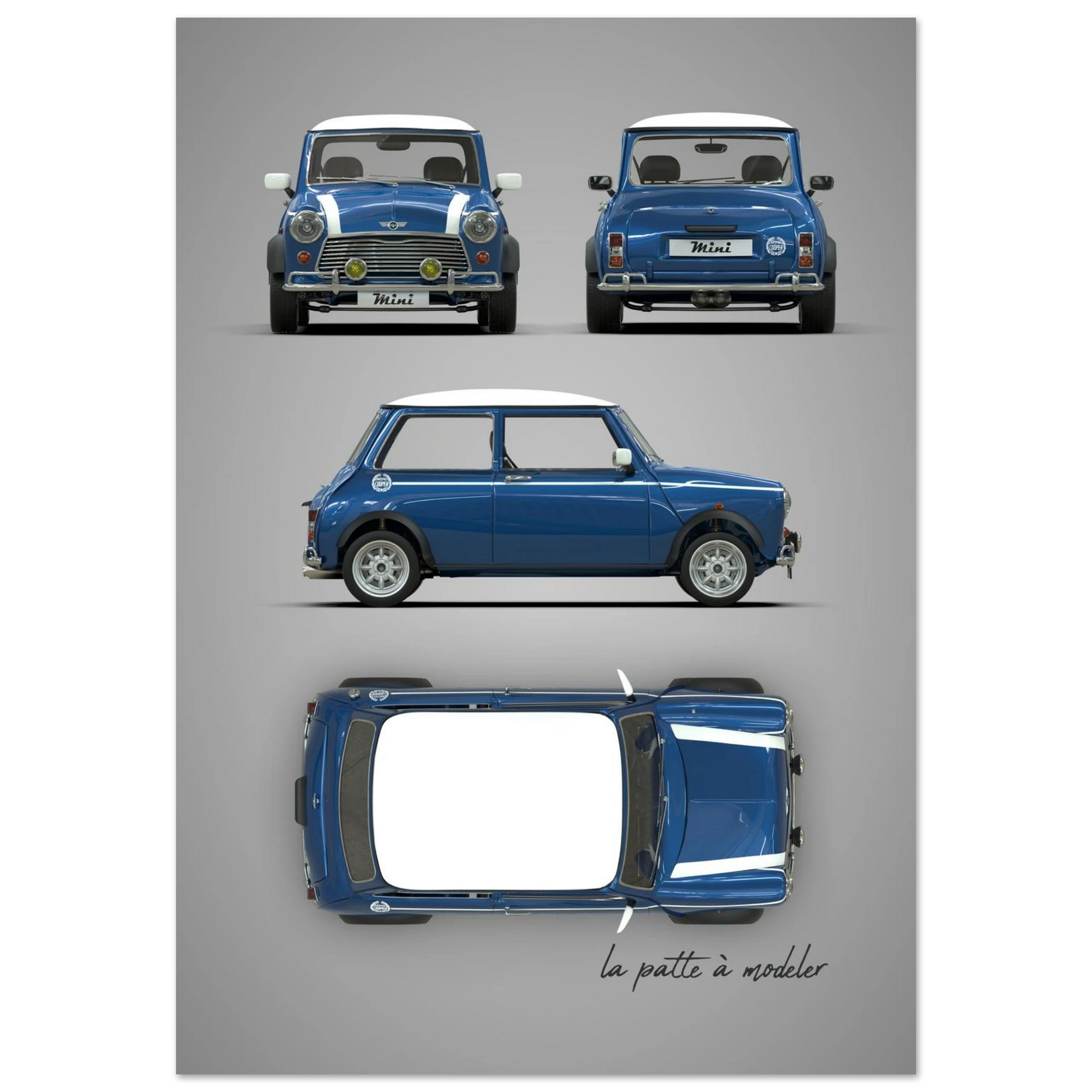 British Classic Icon Aluminum Print - Vintage Compact Car Art