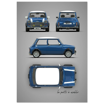 British Classic Icon Aluminum Print - Vintage Compact Car Art