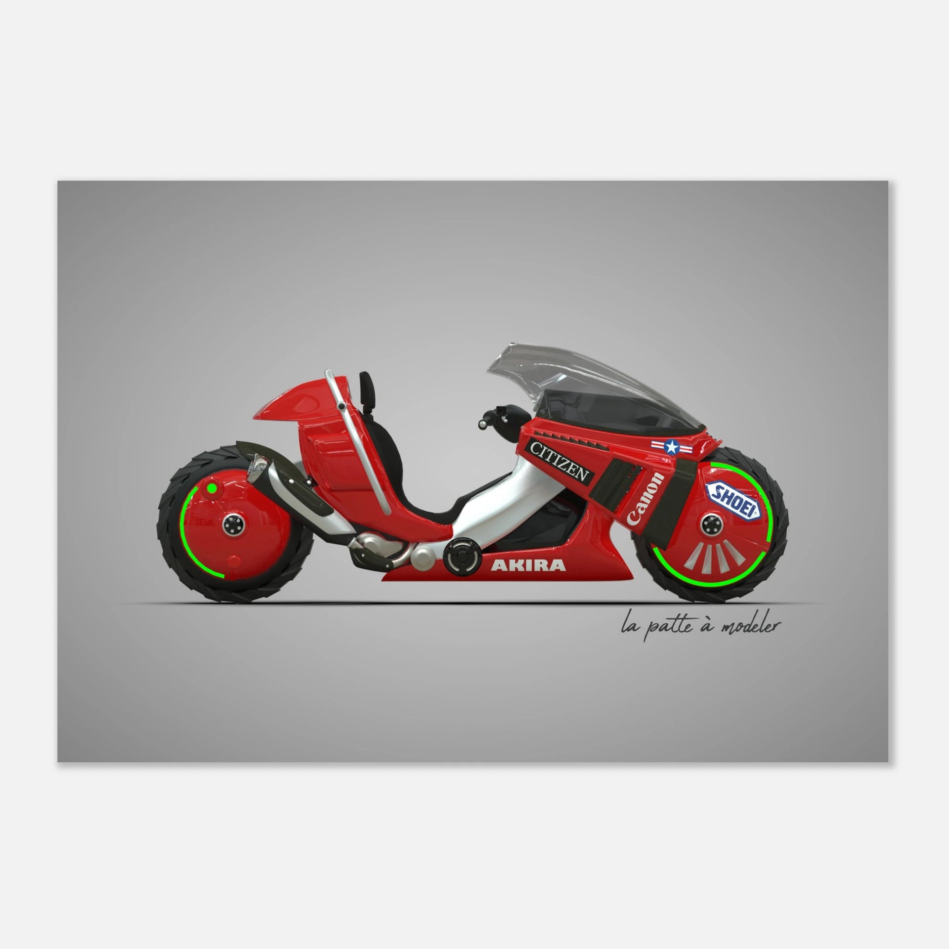 AKIRA PROTOTYPE H-152-MB H-158-MB 2本 Futuristic Motorcycle Aluminum Print - Japanese Manga Style Art