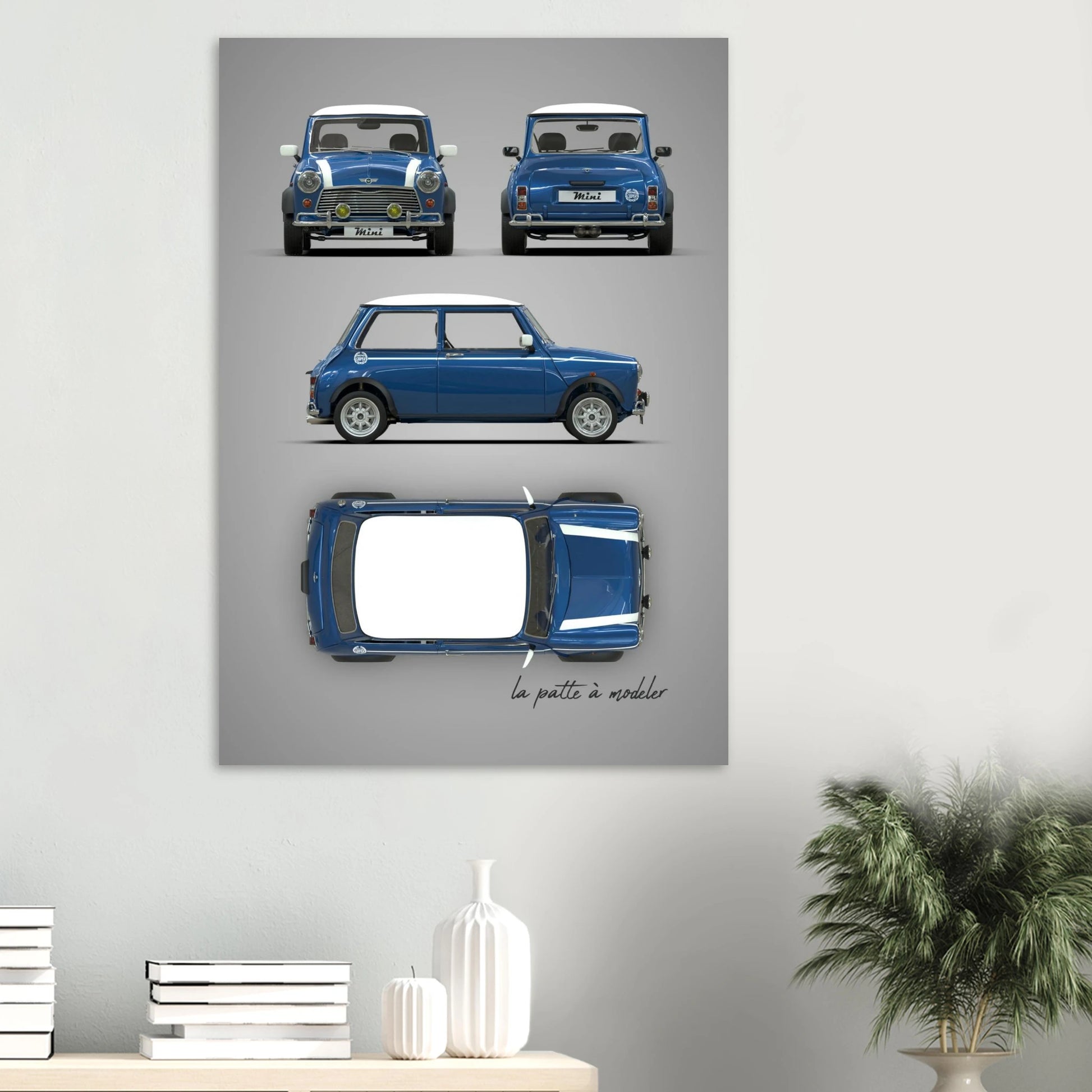 British Classic Icon Aluminum Print - Vintage Compact Car Art