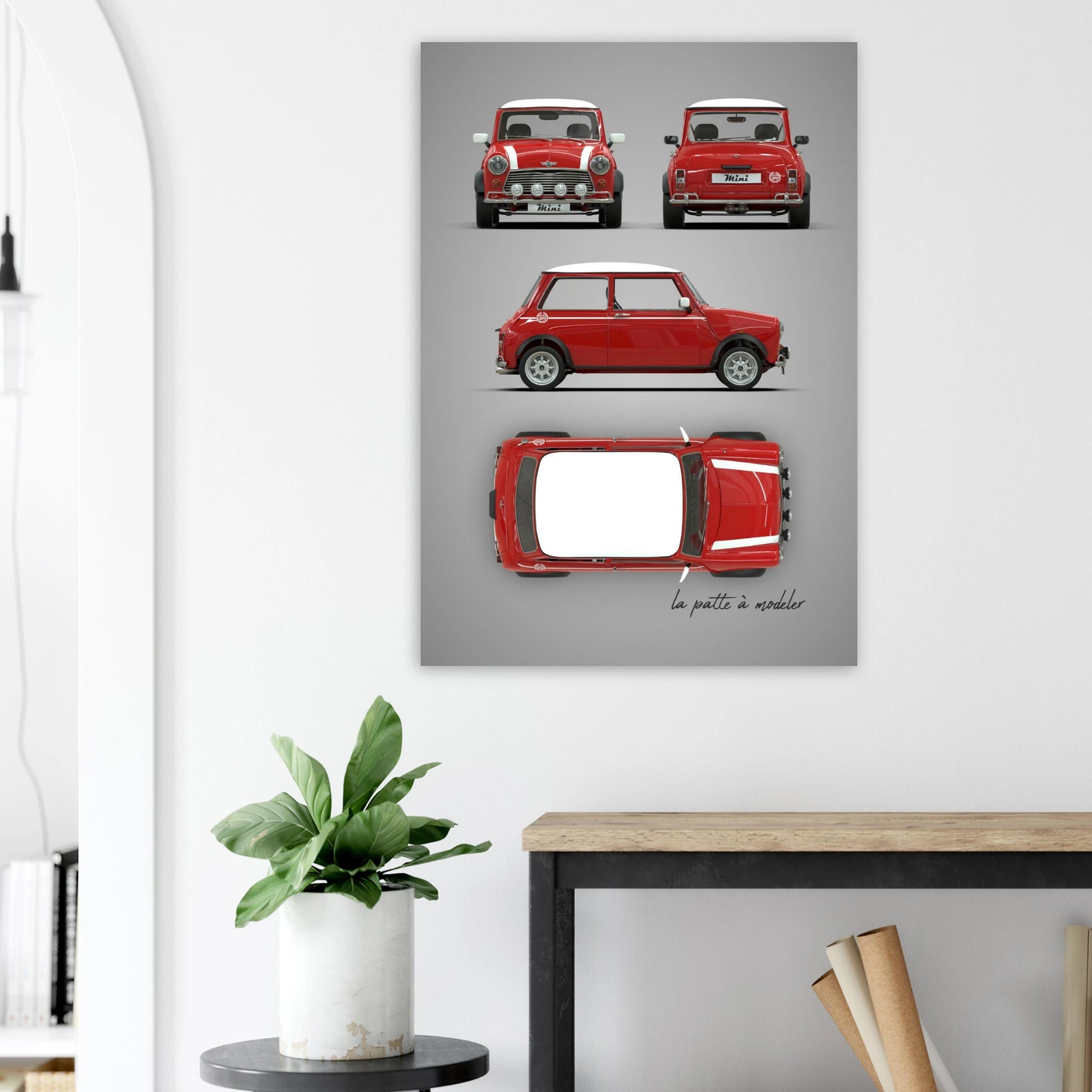British Compact Car Aluminum Print - Classic Design Icon Art