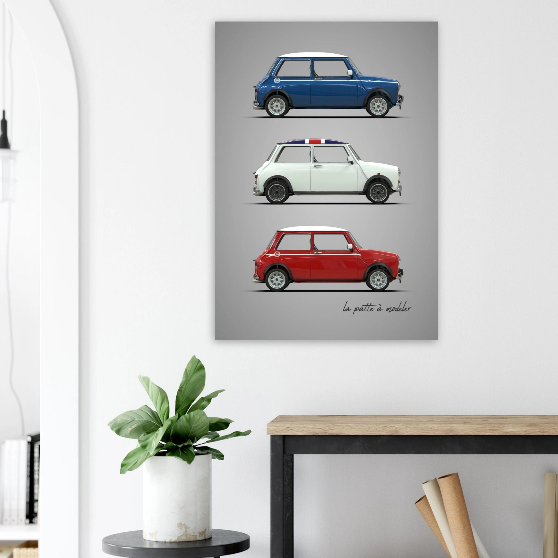 British Classic Icon Aluminum Print - Vintage Compact Car Art