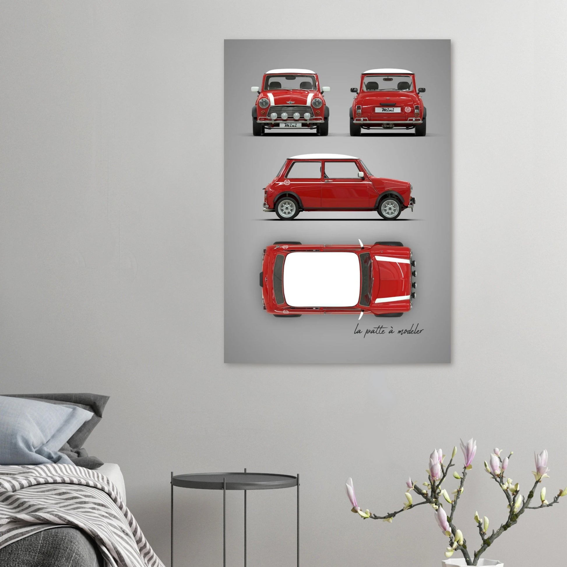 British Compact Car Aluminum Print - Classic Design Icon Art