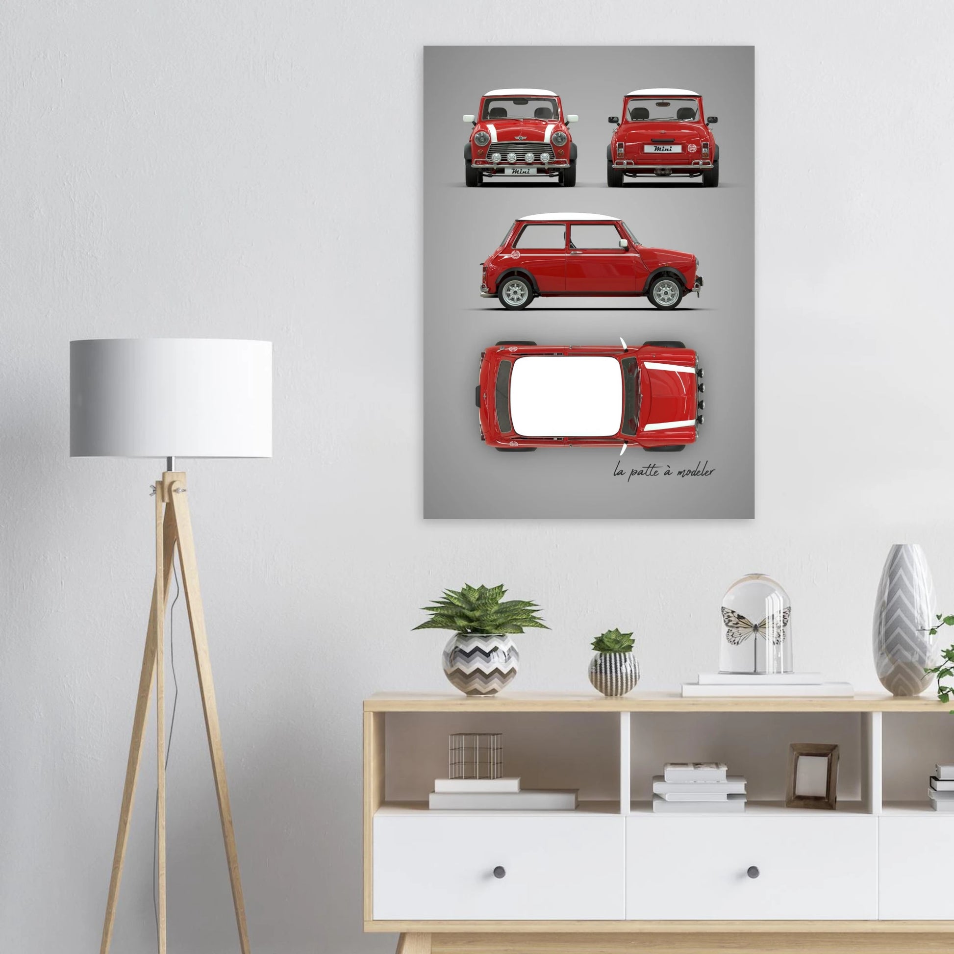 British Compact Car Aluminum Print - Classic Design Icon Art