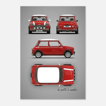 British Compact Car Aluminum Print - Classic Design Icon Art